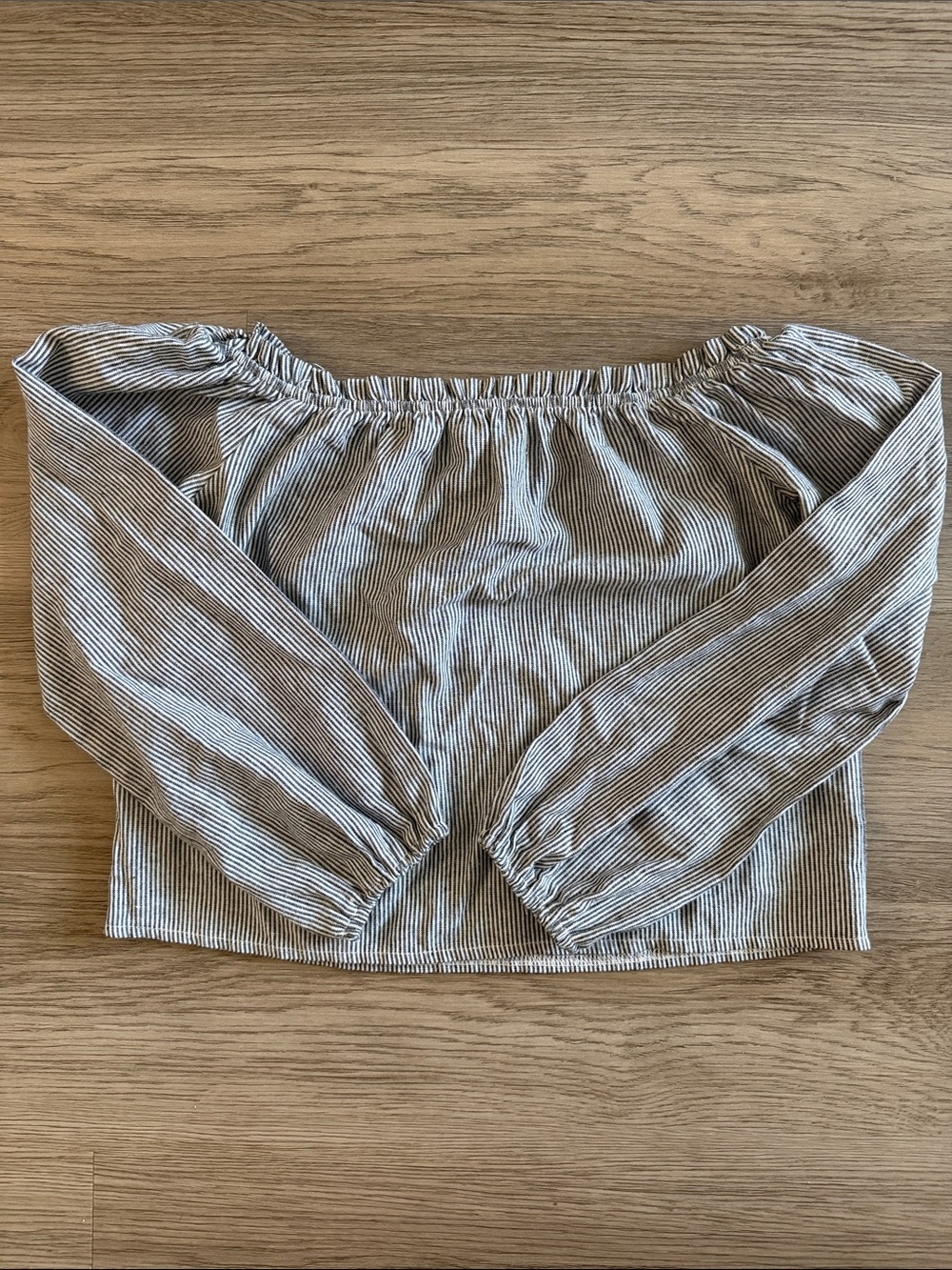 Brandy Melville Navy & White Striped Off-Shoulder Crop Top